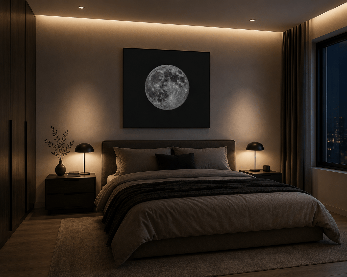 Mond im Schlafzimmer. Ein Blickfang der Träume real werden lässt.